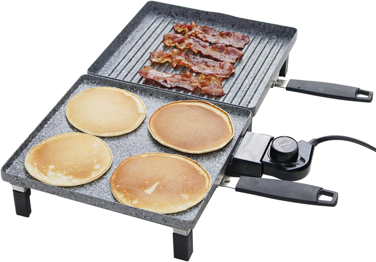 Electric Indoor Grill Smokeless Stone-Derived Griddle Pan 10 x21 Family-Size A57330