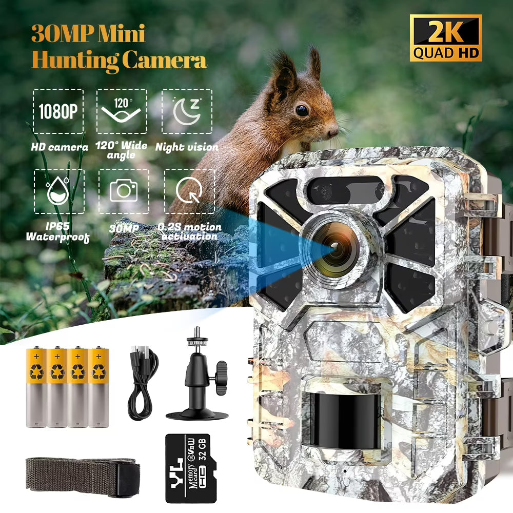 30MP 2K Infrared Night Vision Waterproof Trail Camera with 120° Wide Angle Lens H3039