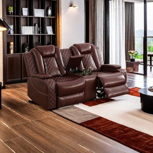 Brown Leather Power Recliner Sofa Set F6926