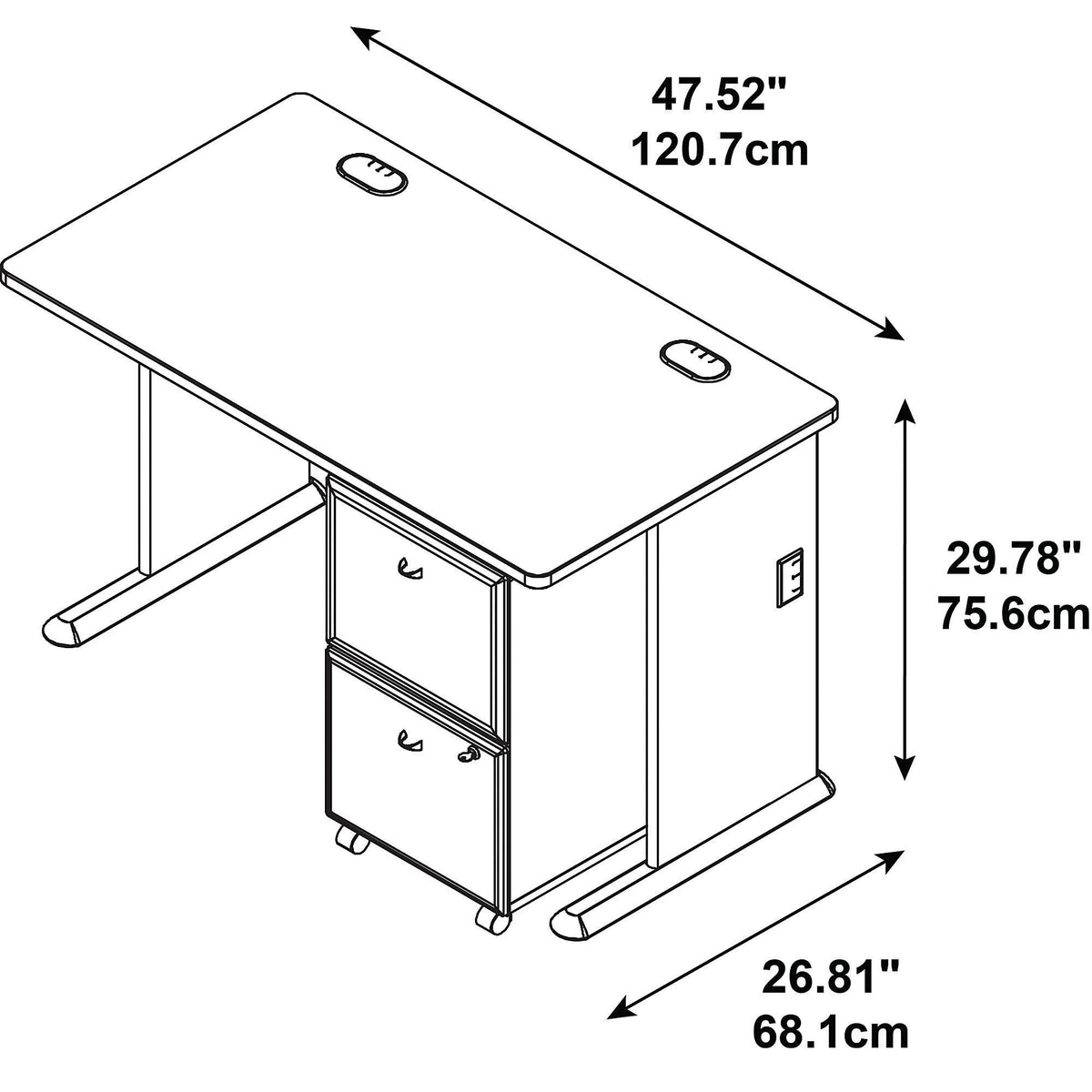 Natural Cherry Desk with 2 Drawer Mobile Pedestal A547