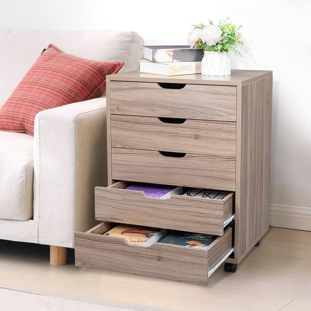 Dark Walnut MDF PVC Wooden File Cabinet D947