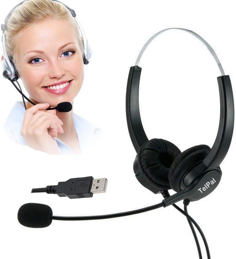Corded Noise Cancelling Monaural Headset with USB Headset Adapter Y792