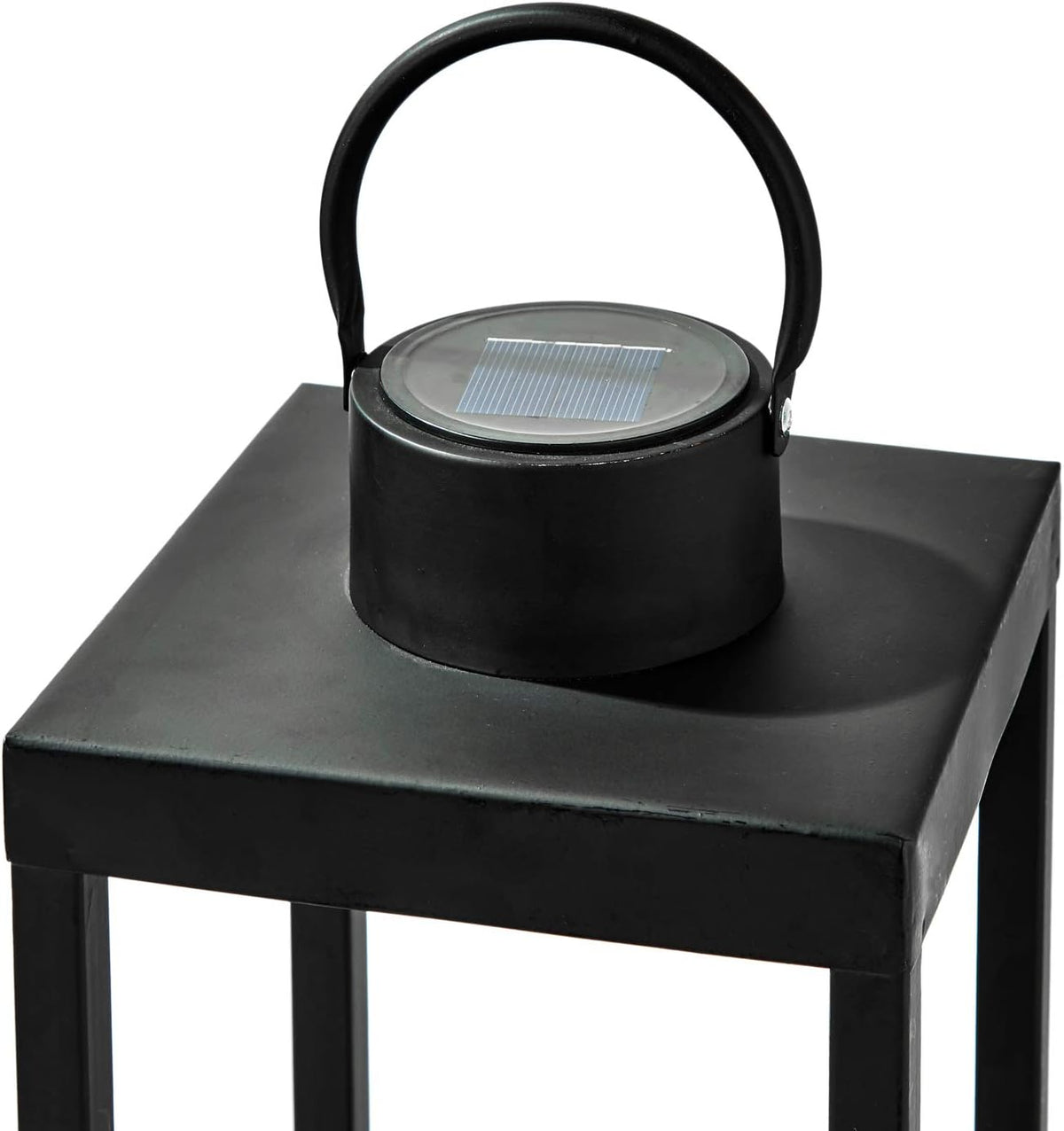 Large Outdoor Lantern with Solar Candle, 18 Inch Tall, Matte Black Metal Frame, Waterproof Flameless Pillar Candle V98774