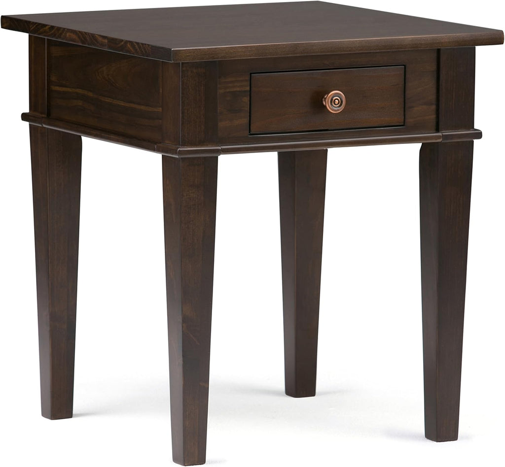Farmhouse Grey Solid Wood 1 Drawer End Side Table A220