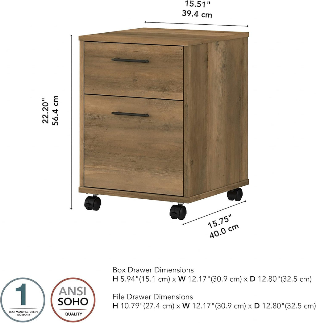 2 Drawer Mobile File Cabinet, Reclaimed Pine C21244