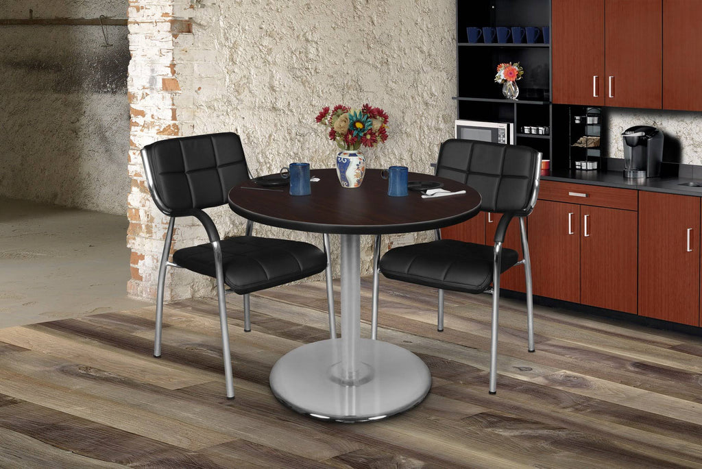 36x22 Round Platter Base Table Mahogany Grey H34920