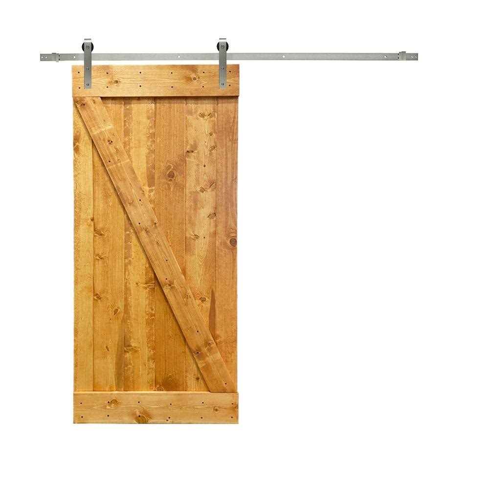 Red Walnut Stained Wood Interior Sliding Barn Door with Hardware Kit X352039