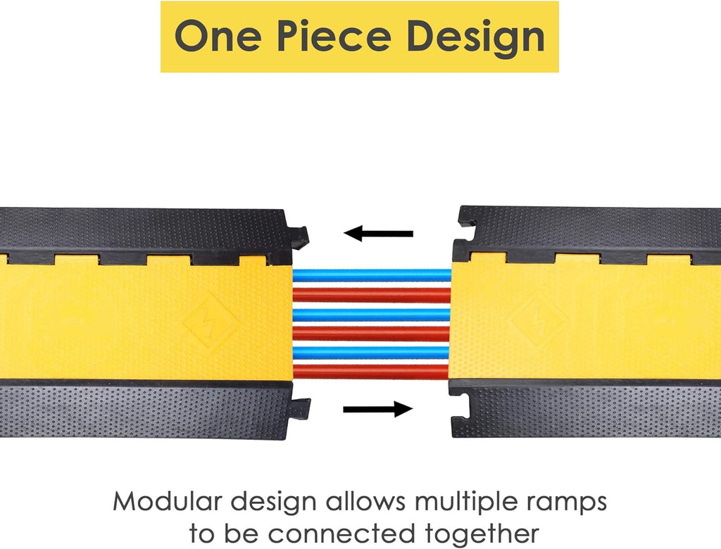 3 Channel Rubber Cable Ramp Cover Cord Protector Driveway Speed Bumps 88000 Lbs Pack of 2 L7899