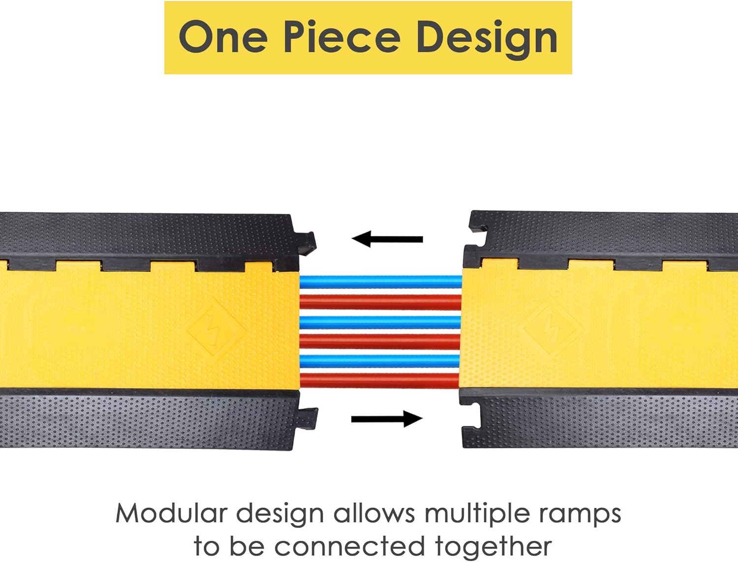 3 Channel Rubber Cable Ramp Cover Cord Protector Driveway Speed Bumps 88000 Lbs Pack of 2 L7899