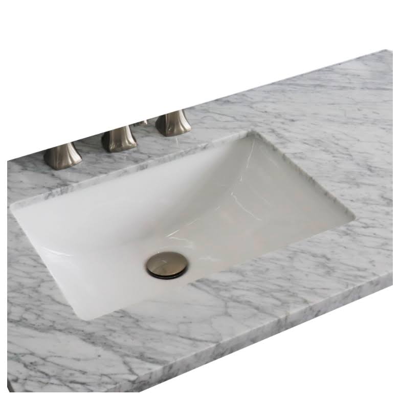 White Carrara Top Rectangle Left Sink I86662