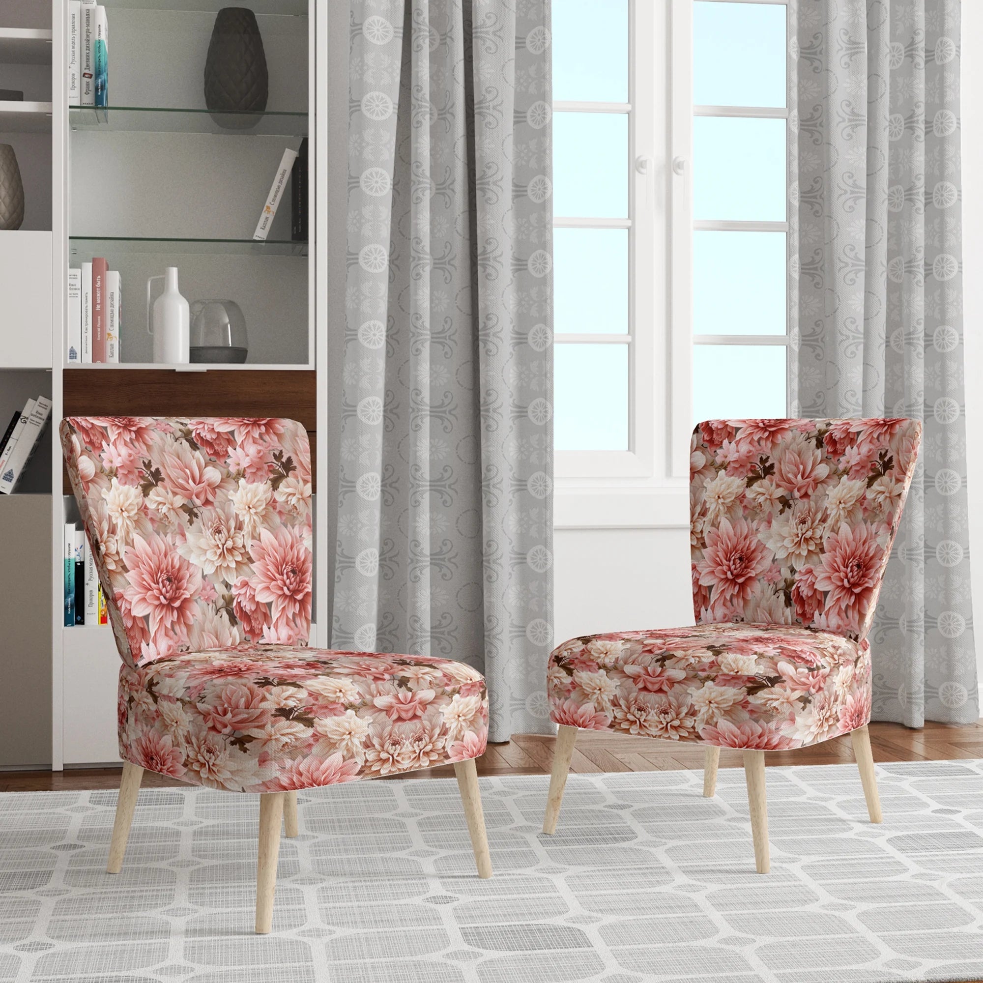 Upholstered Floral Accent Chair and Cottage Arm Chair U3678