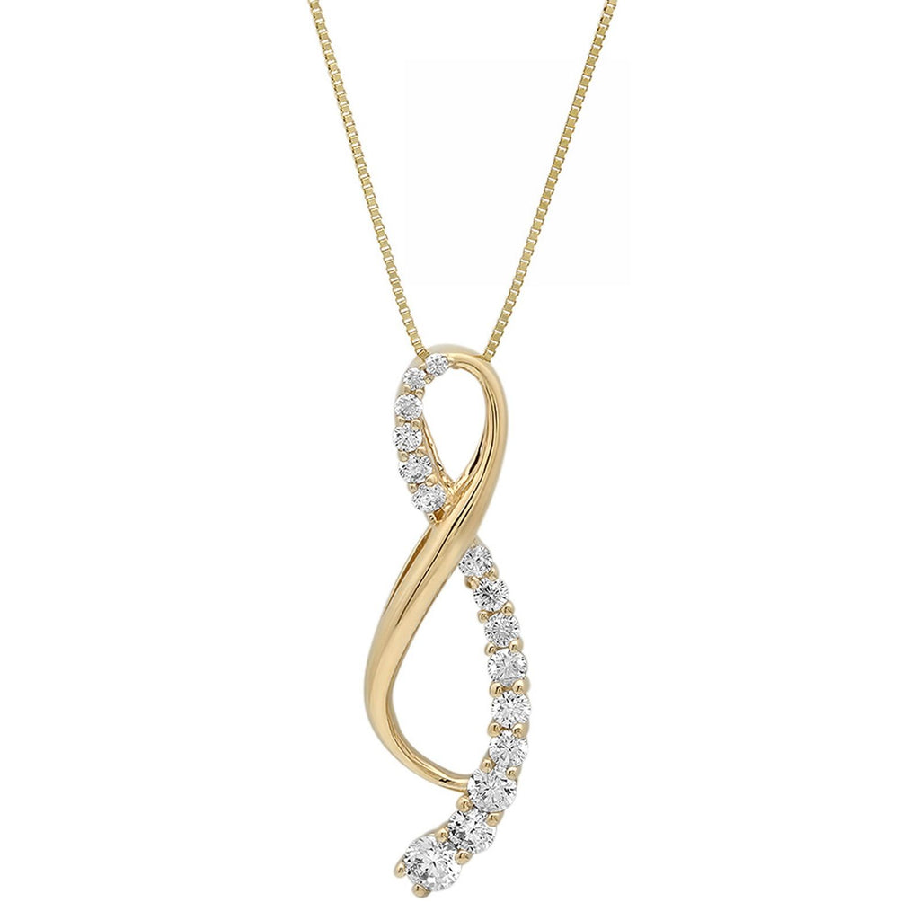 0.47 ct Brilliant Round Cut VVS1 Lab Created White Sapphire Solid 18k Yellow Gold Pendant with 16" Chain A508