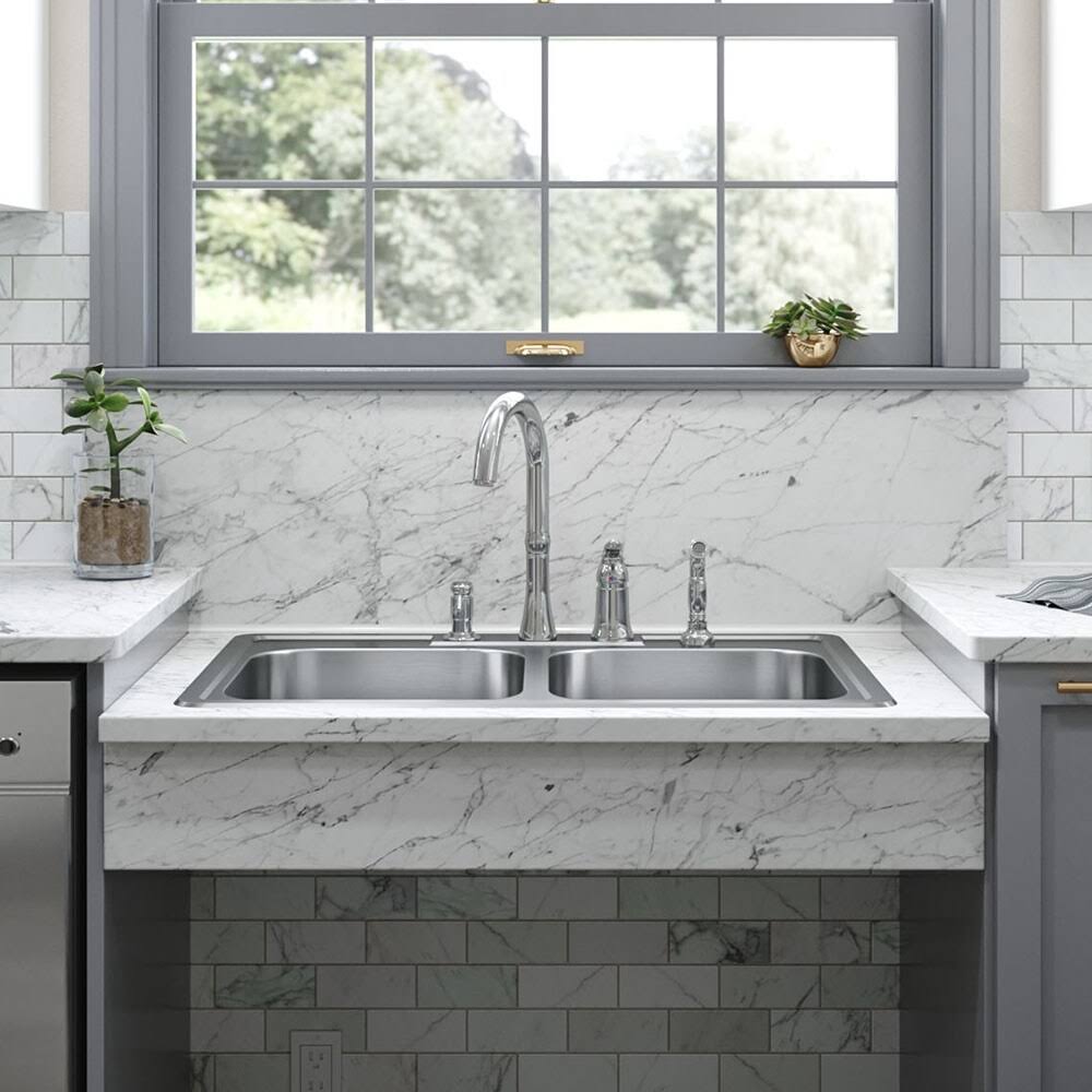 20 Gauge Stainless Steel Double Basin Drop-In Kitchen Sink M216