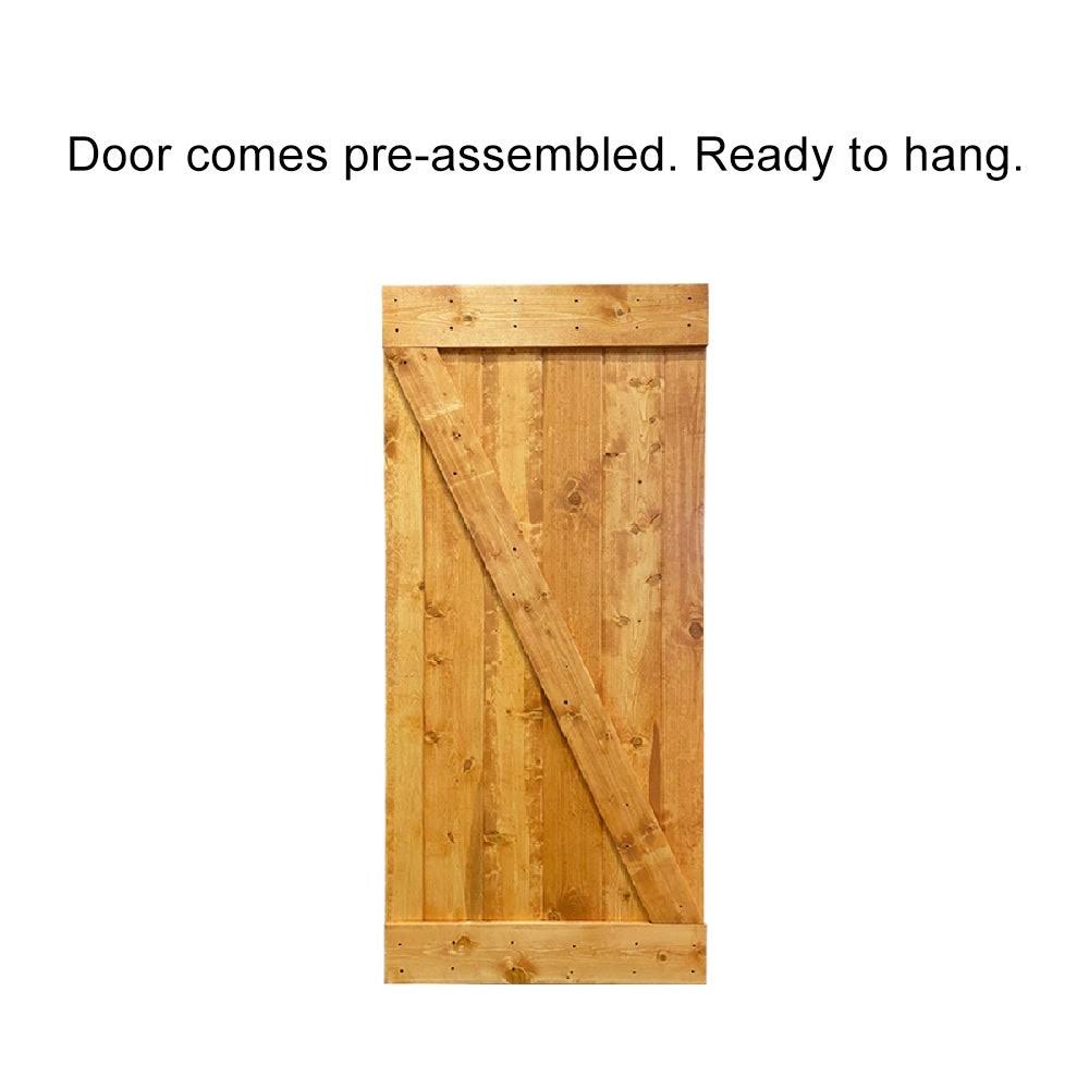 Red Walnut Stained Wood Interior Sliding Barn Door with Hardware Kit X352039