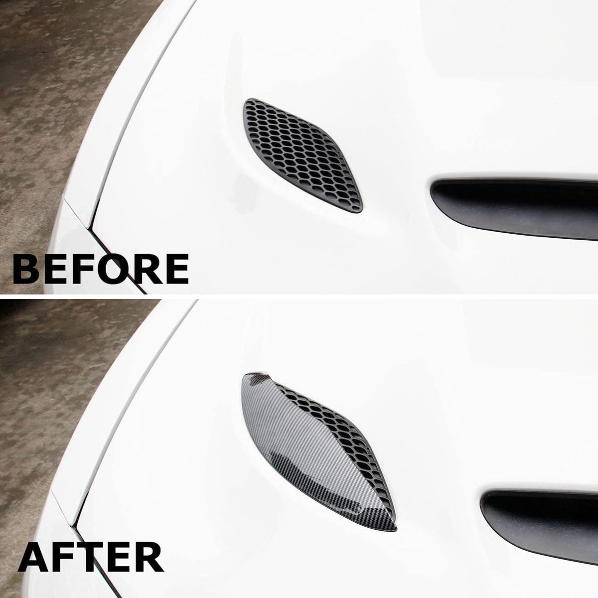 Carbon Fiber Engine Hood Vent Eyebrow Guard Cover Trim Pack of 2 T9490