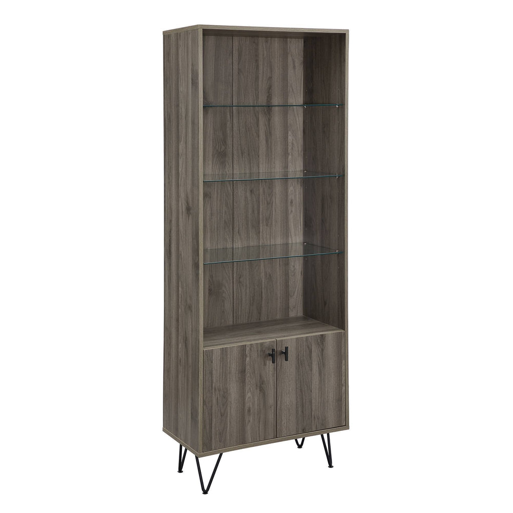 68x22 Mid Century Modern Storage Cabinet Slate Gray H2844