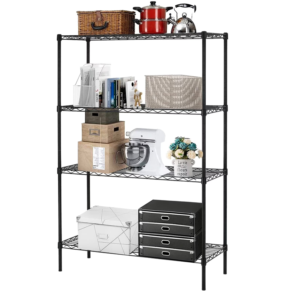 4 Shelf Wire Shelving Unit, 36" L x 14" W x 54" H C71239
