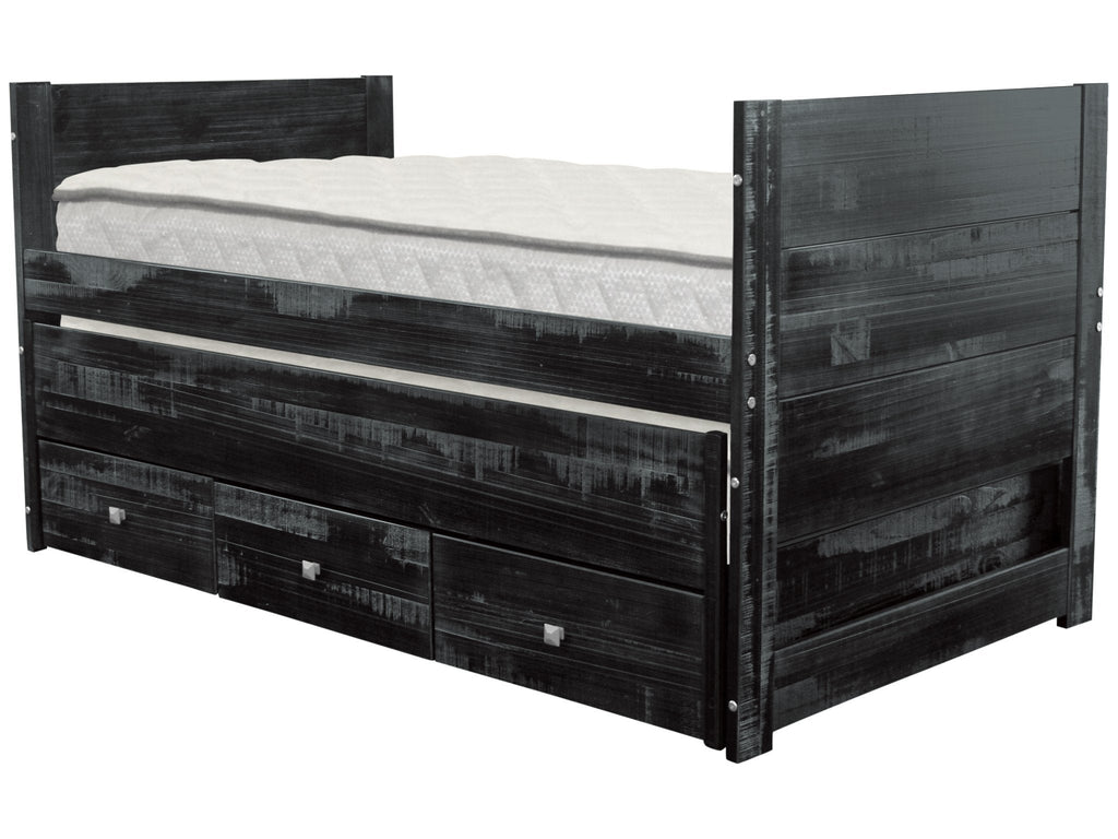 Twin Captains Bed with Twin Trundle and 3 Built in Drawers E357879