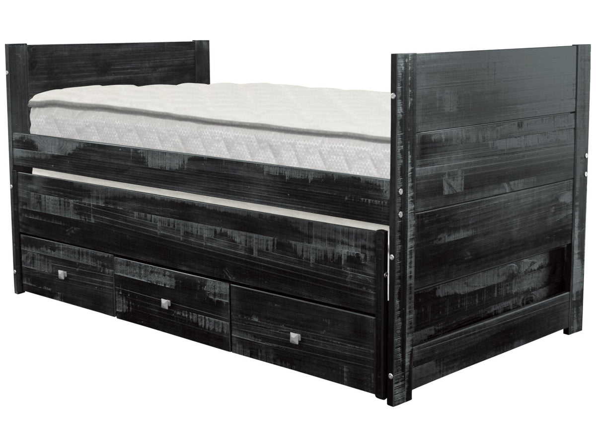 Twin Captains Bed with Twin Trundle and 3 Built in Drawers E357879