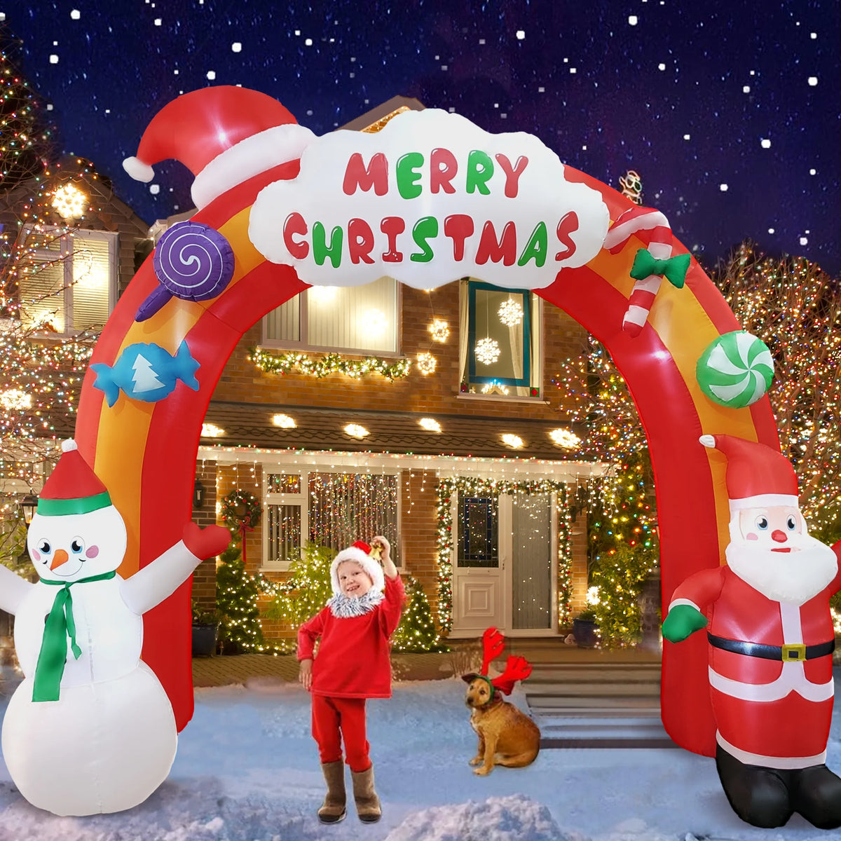 Christmas Inflatable Arch with Santa Claus And Snowman S349045