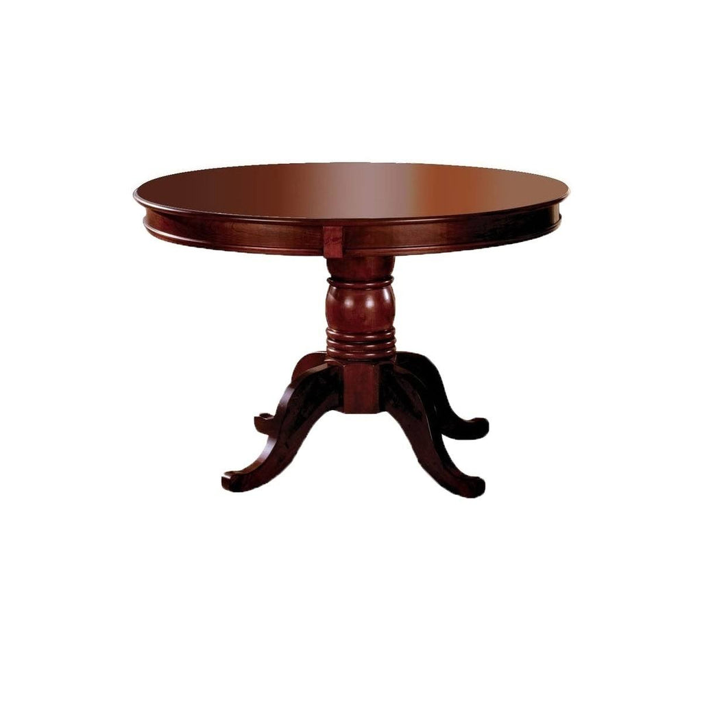 Cherry Brown Wooden Table with Round Top and Pedestal Base A67156