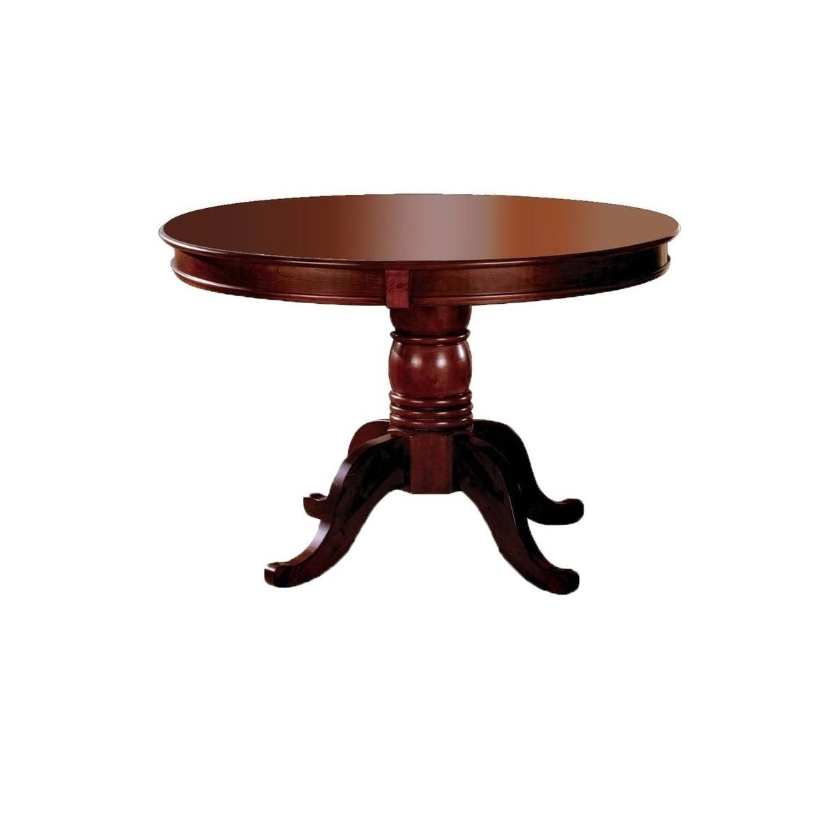 Cherry Brown Wooden Table with Round Top and Pedestal Base A67156