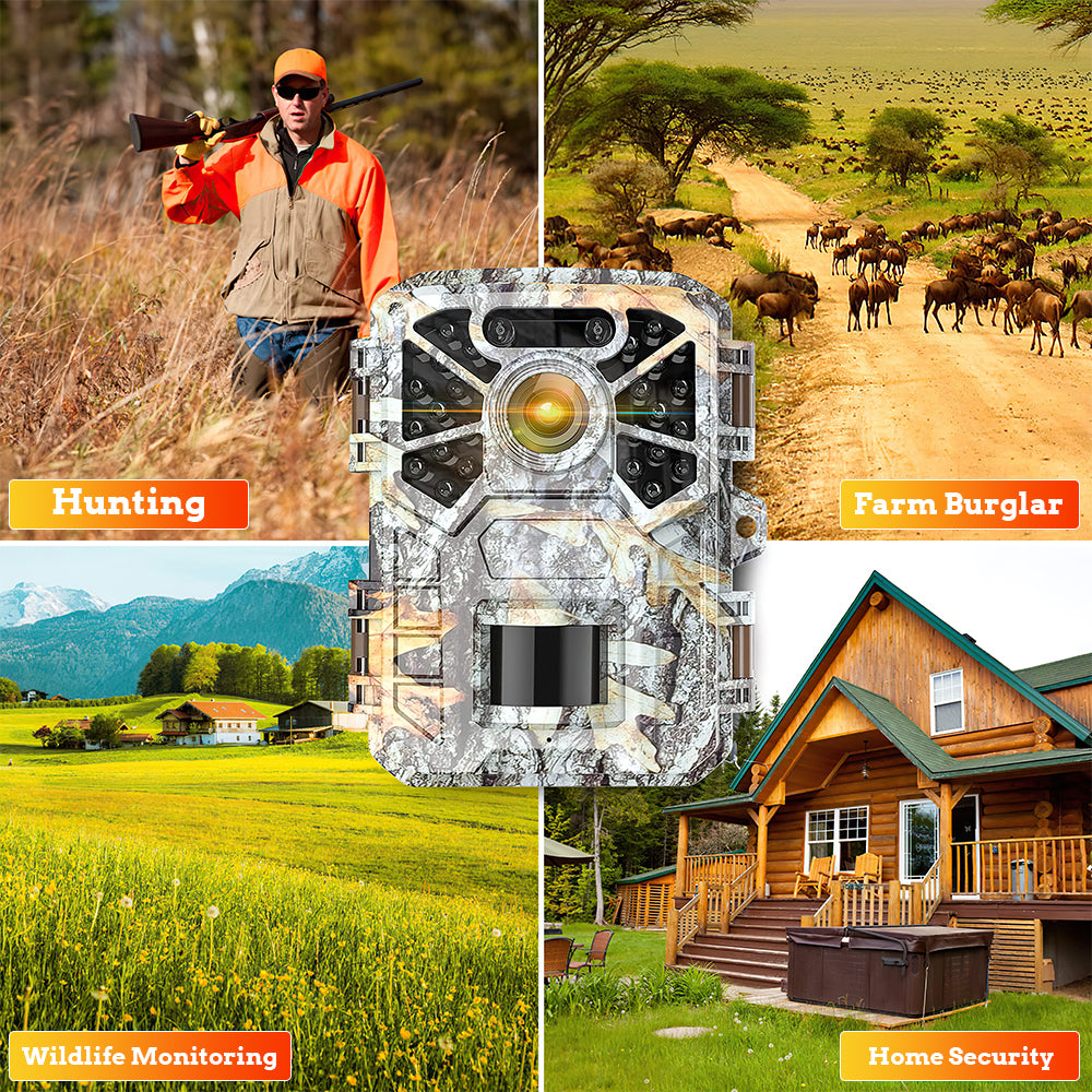 30MP 2K Infrared Night Vision Waterproof Trail Camera with 120° Wide Angle Lens H3039