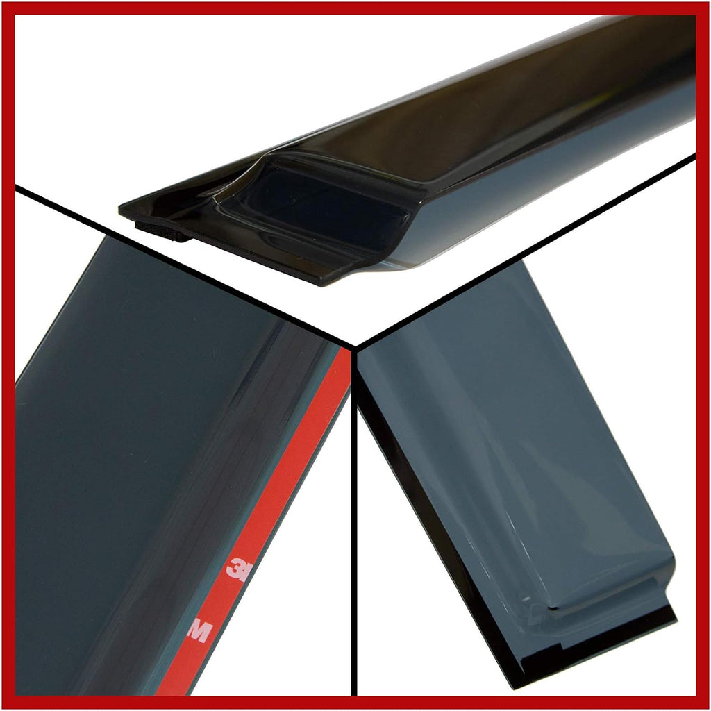 Black Tinted Side Window Vent Visor Deflectors Rain Guards 4 Piece set J890599