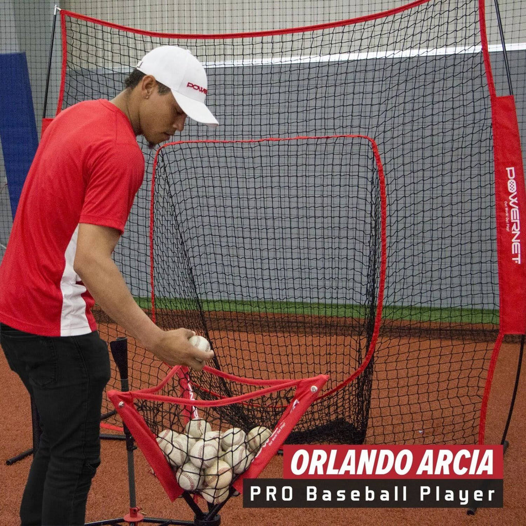 7x7 Practice Net Bundle with Strike Zone Ball Caddy and 3 Training Balls P149