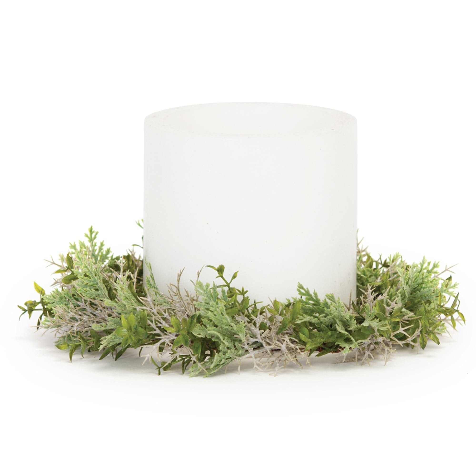 Green and Beige Foliage Candle Ring G8784