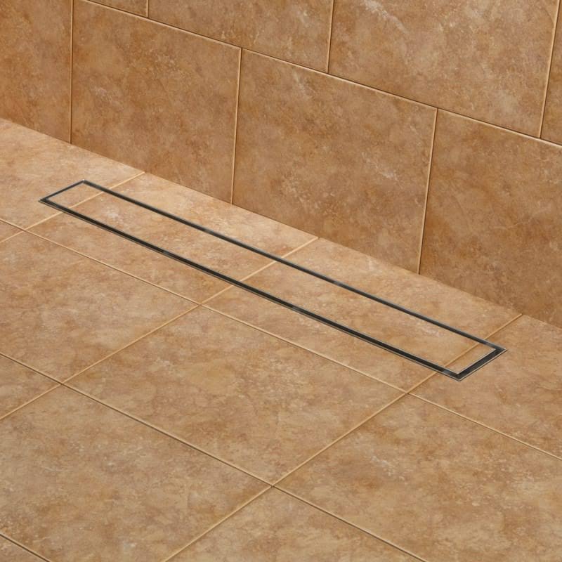 Brushed Stainless Steel Linear Shower Drain with Flange Z177648