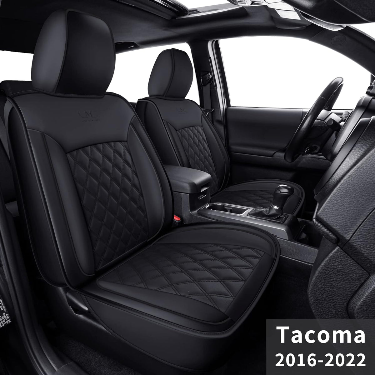 Gray Faux Leather Seat Covers for Tacoma Crew Cab T3300