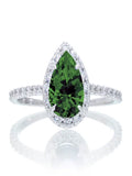 Pear Cut Emerald Engagement Ring on 10k White Gold E197