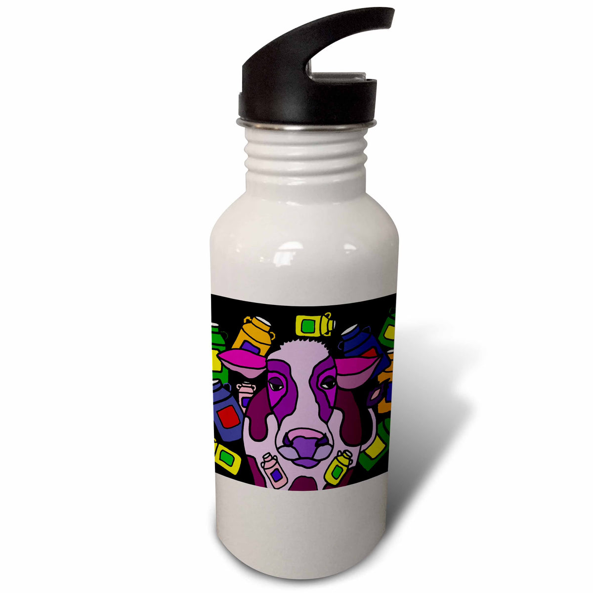 Purple Cow and Milk Jugs Abstract Art 21 oz Sports Water Bottle R876547