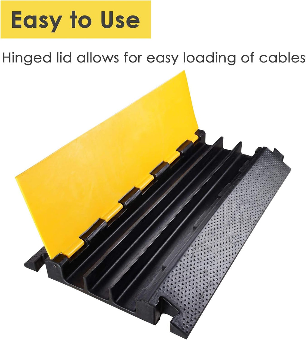 3 Channel Rubber Cable Ramp Cover Cord Protector Driveway Speed Bumps 88000 Lbs Pack of 2 L7899