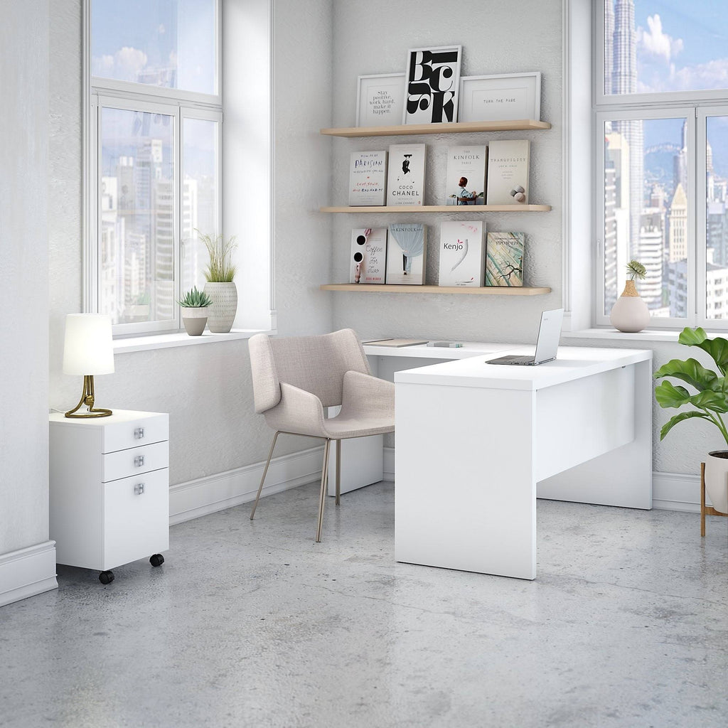 Gray Sand L Shaped Desk with Mobile File Cabinet X11049
