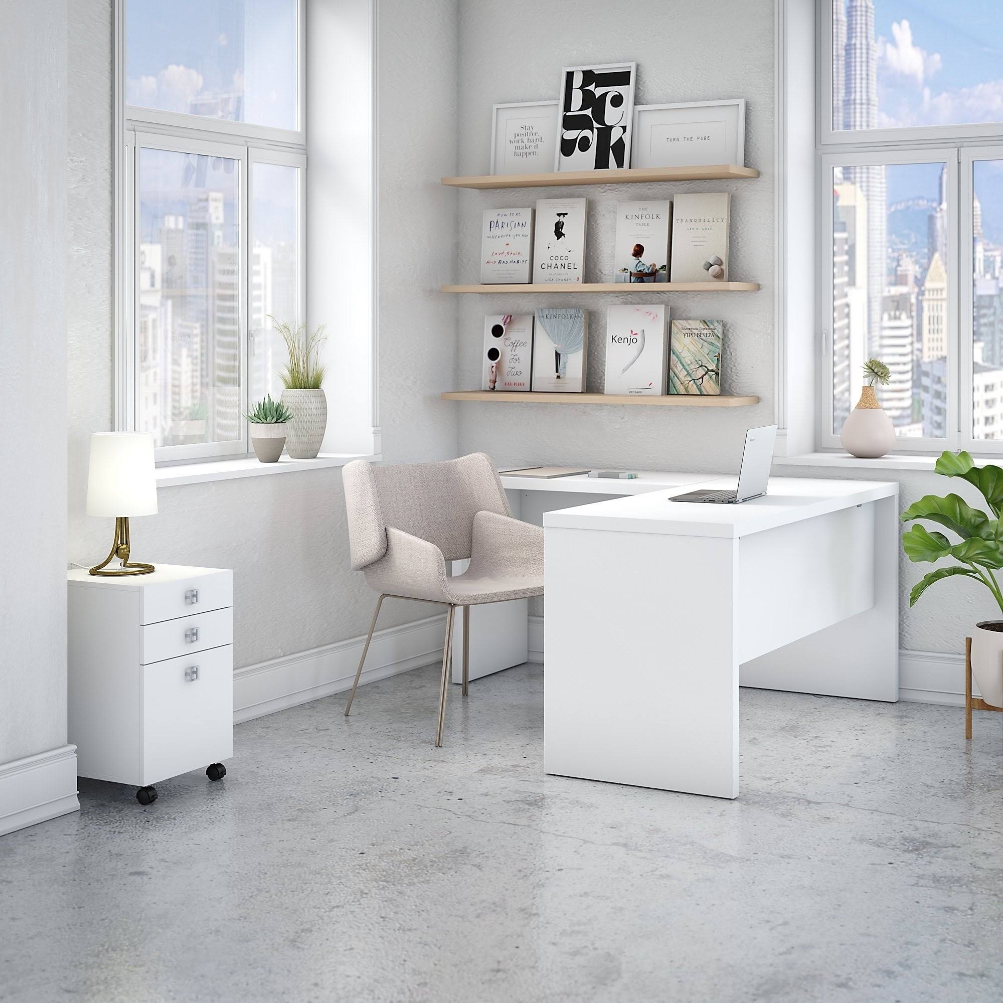 Gray Sand L Shaped Desk with Mobile File Cabinet X11049