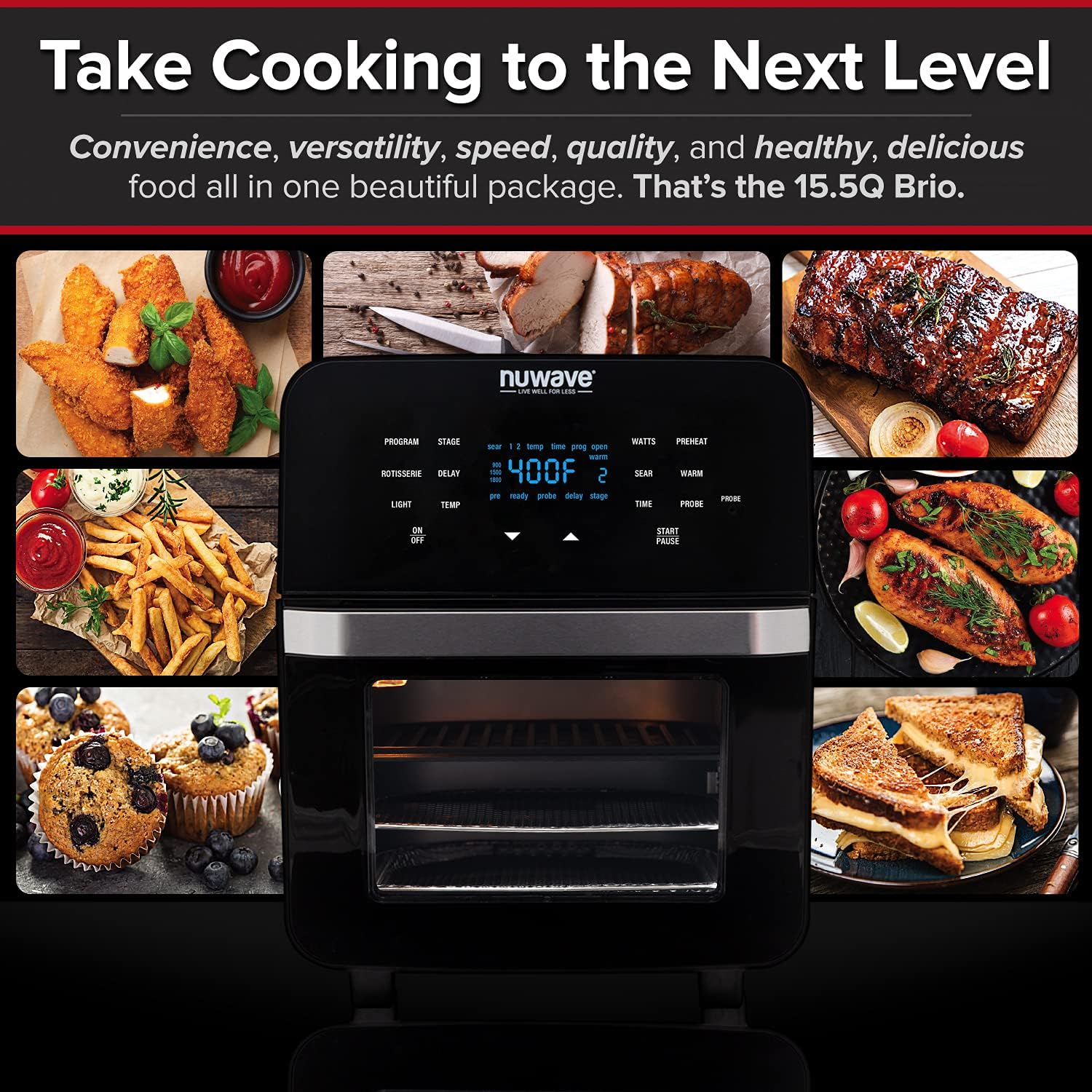15.5-Qt Air Fryer Smart Oven with Rotisserie and Temperature Probe P969