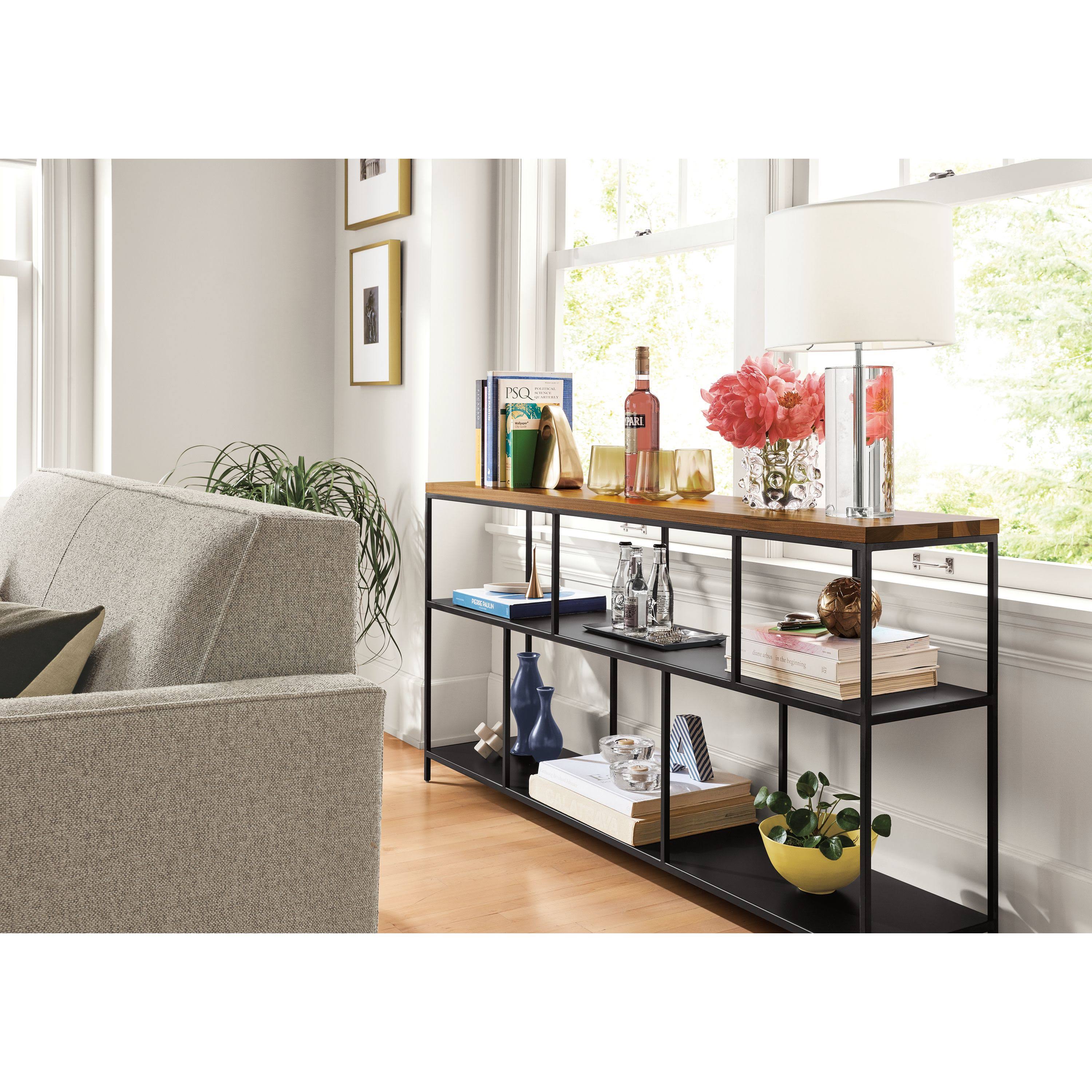 Modern Bowen Console Table with Clear Tempered Glass Top F1012