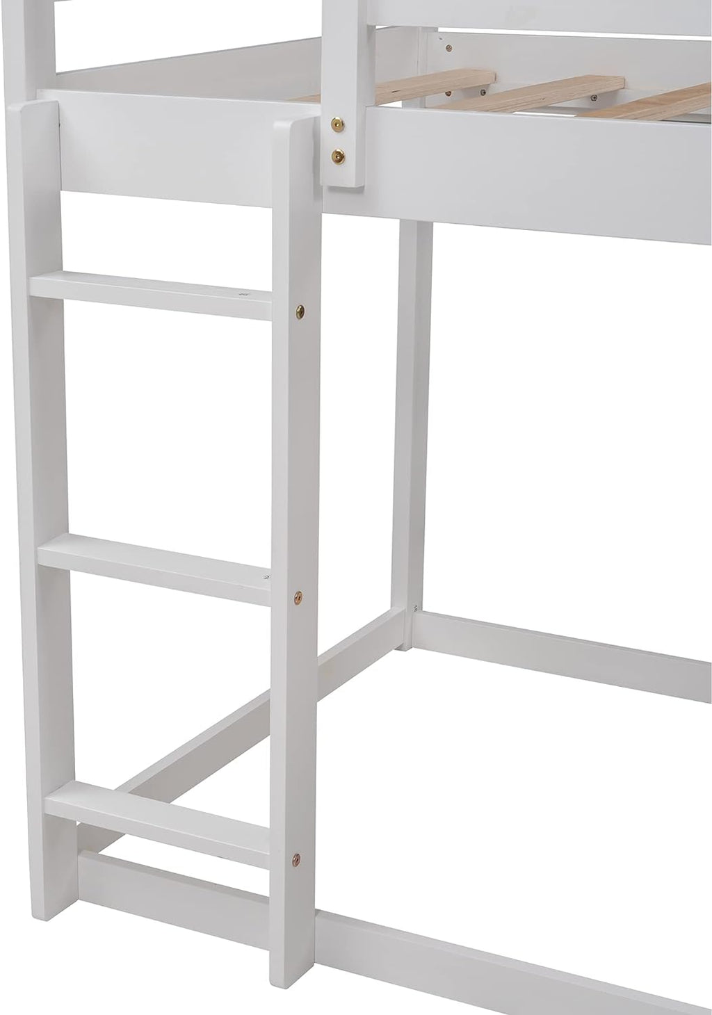 White Wood Buk Bed With Slide U728