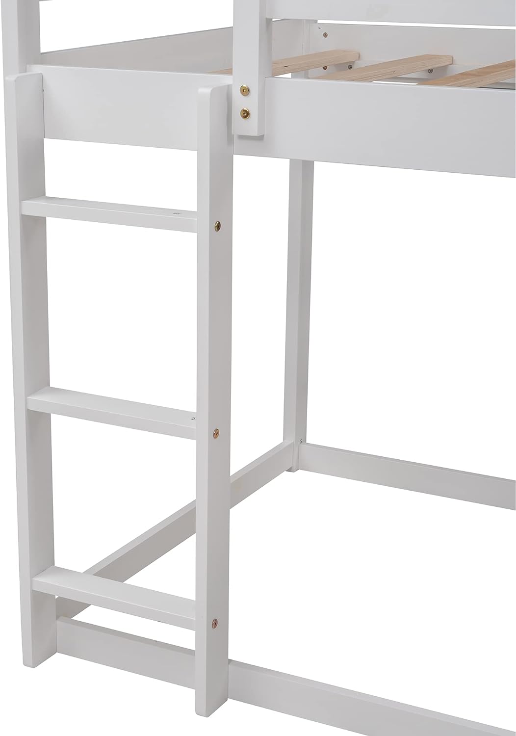 White Wood Buk Bed With Slide U728