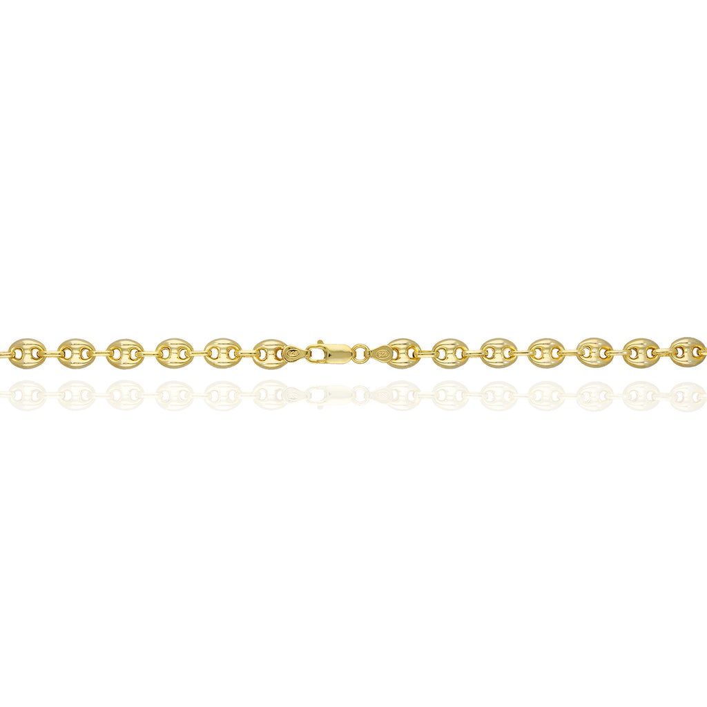 18K Yellow Gold Over Silver 8mm Anchor Chain Necklace 16"-24" F426