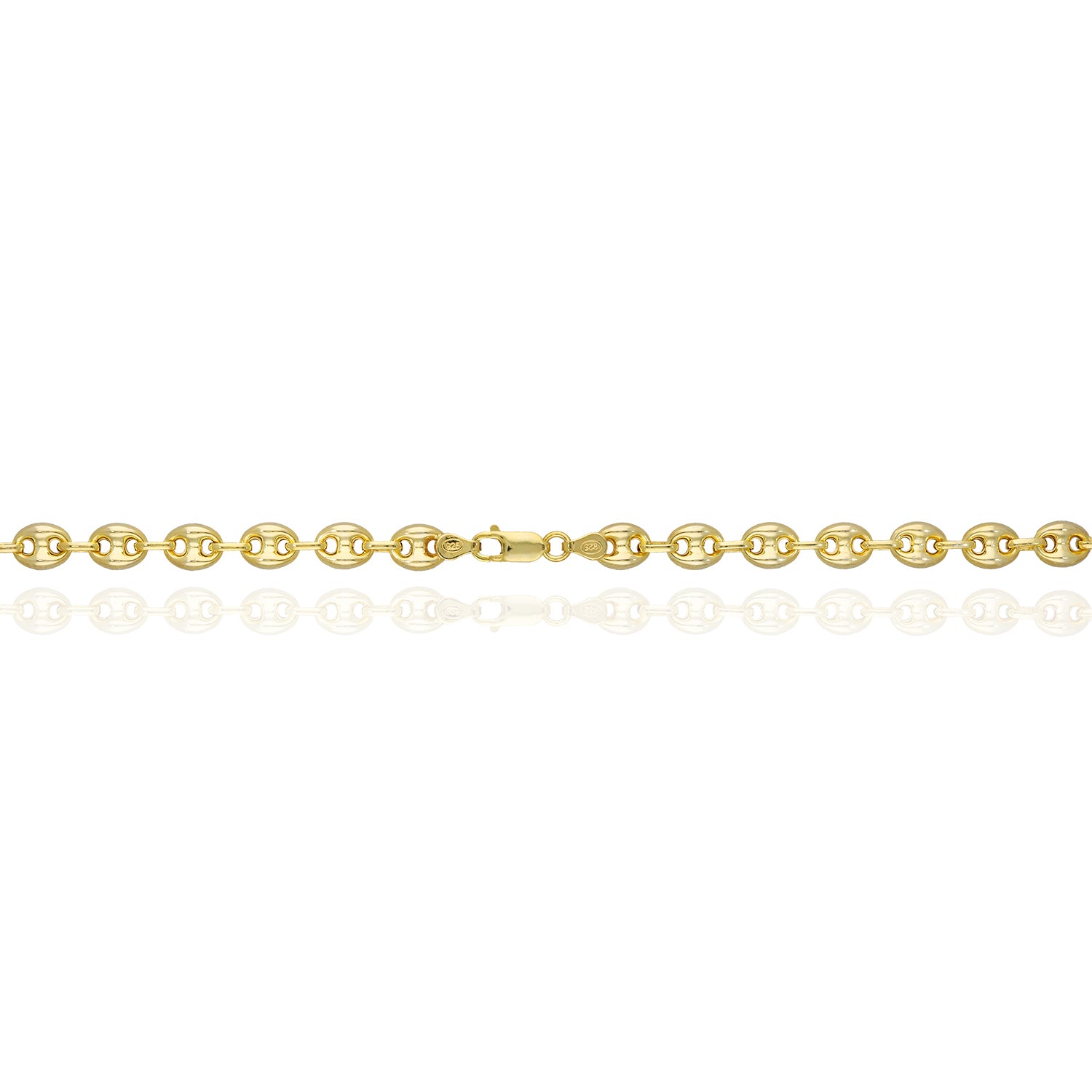 18K Yellow Gold Over Silver 8mm Anchor Chain Necklace 16"-24" F426