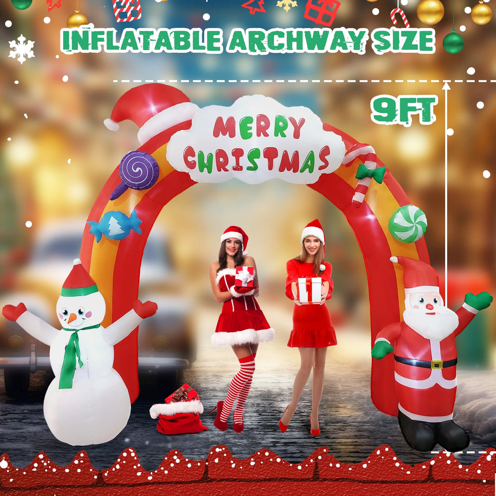 Christmas Inflatable Arch with Santa Claus And Snowman S349045