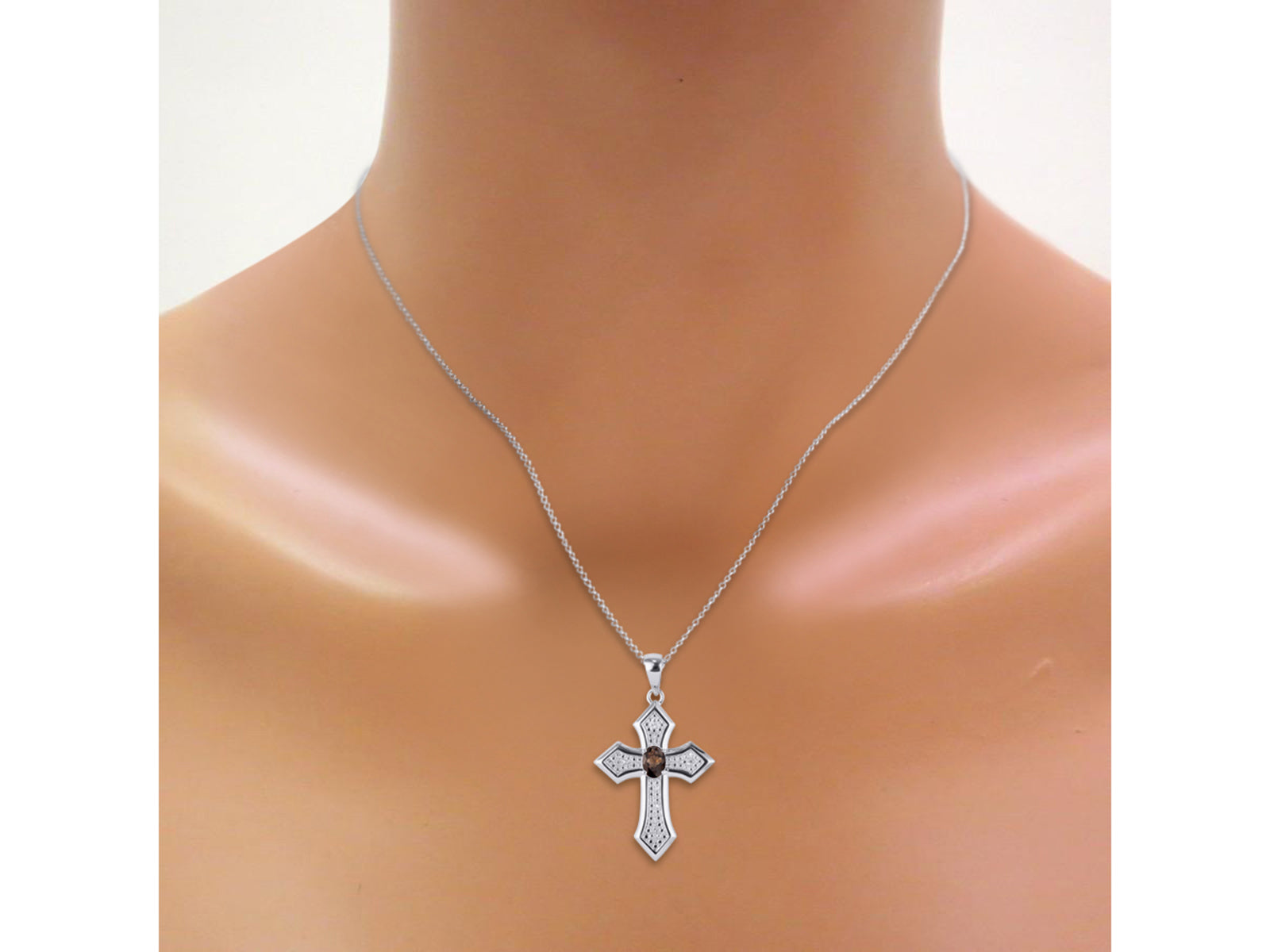 White Gold 14K Cross Necklace with 18" Chain R376