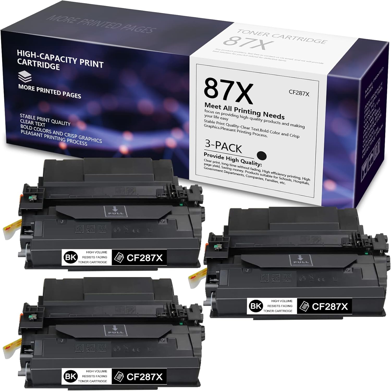 3 Pack Black High Yield Toner Cartridge F862