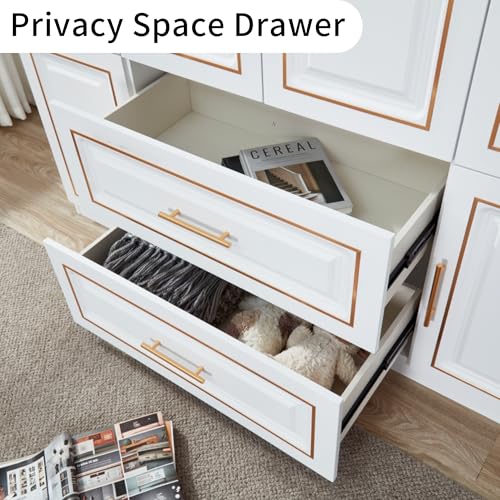 White 3 Door Wooden Wardrobe with Drawers X984980