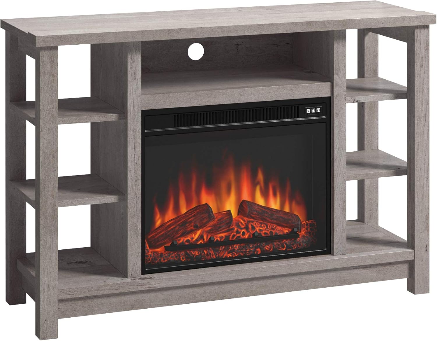 Fireplace Credenza, Carbon Oak Finish E7782