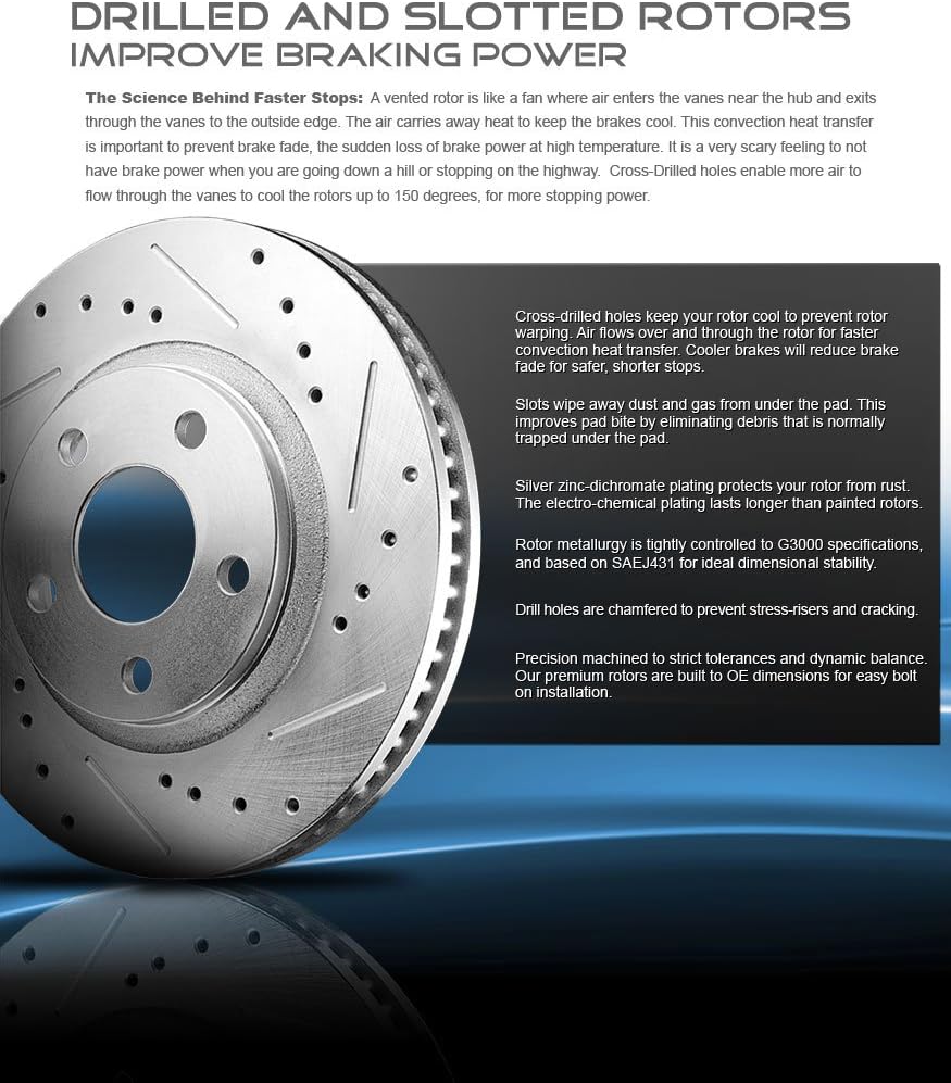 FRONT 280mm Drilled & Slotted 4 Lug Rotors P16935