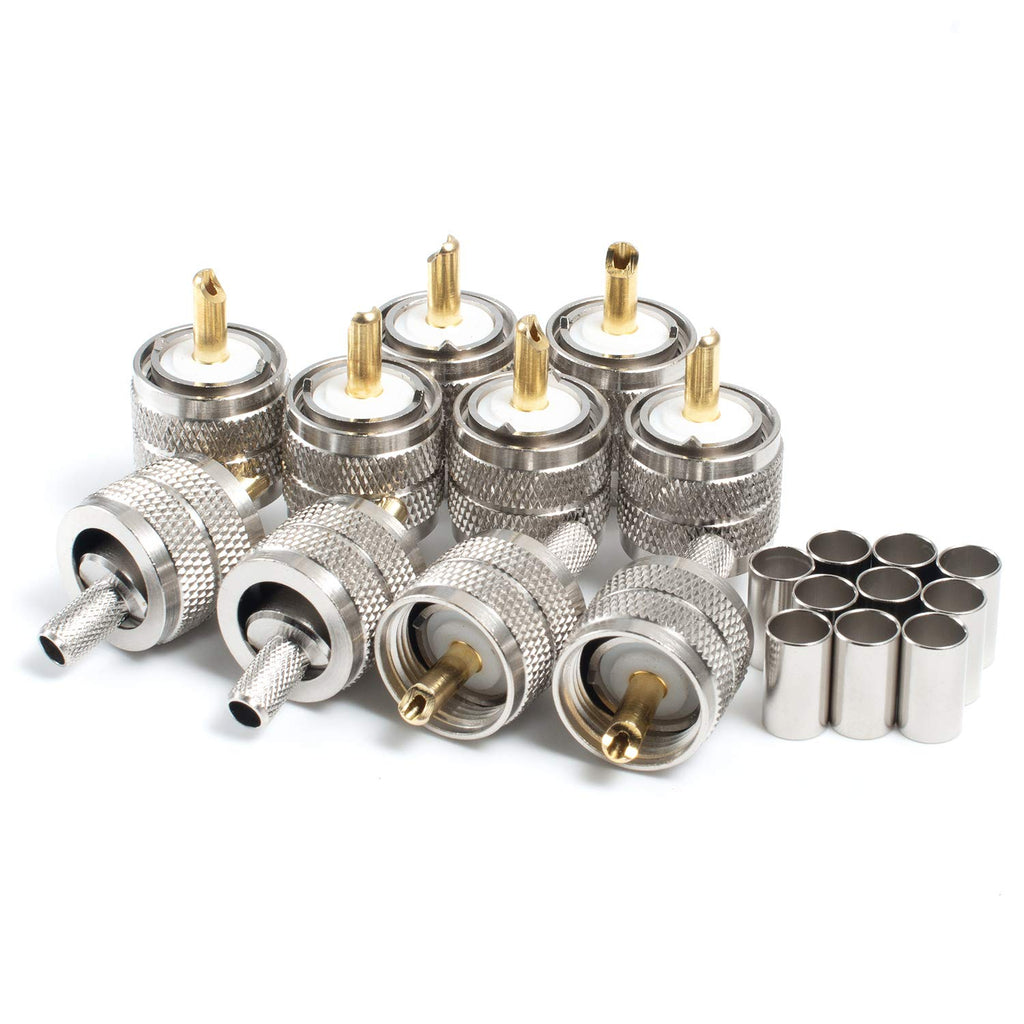 （Pack of 10） UHF Male PL-259 Plug Crimp for RG8X LMR240 Cable Straight RF Coaxial Adapter Connector V5294